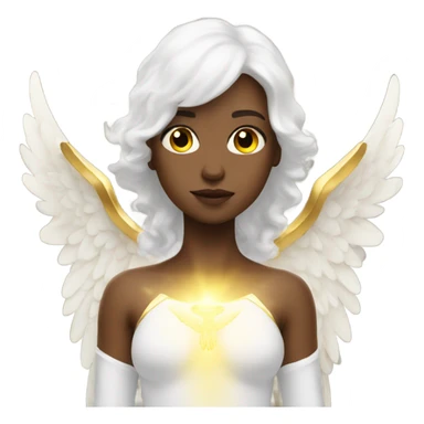 a white angel with golden aura sticker