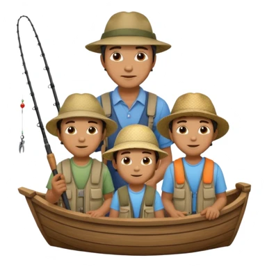Father and sons fishing on a boat sticker