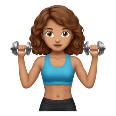 Brown wavy girl with dumbells in her hands sticker