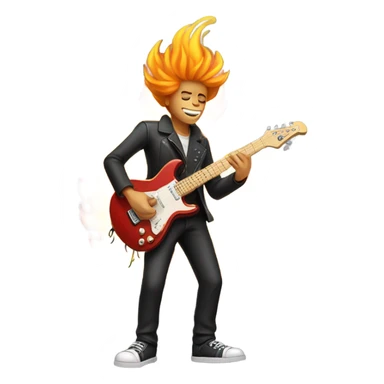 Dude playing flaming electric guitar sticker