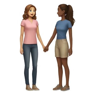 tall girl saying wow to short girl sticker