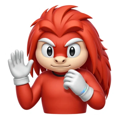 Sonic the hedgehogs friend knuckles a red animal with peach arms and white gloves sticker