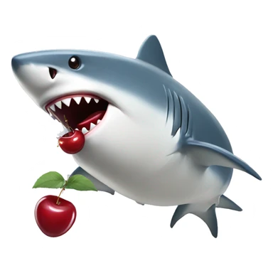 Shark with a cherry in its mouth sticker