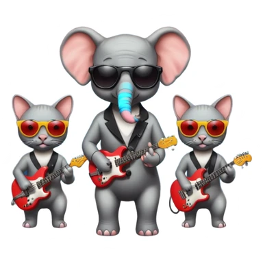 Elephant and Hairless cats sunglasses trio music band sticker