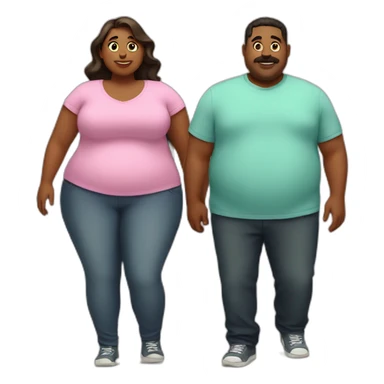 overweight couple sticker
