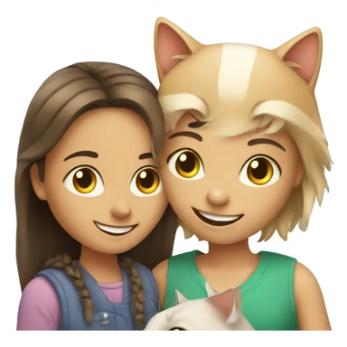 smiling girl with cat indoors sticker