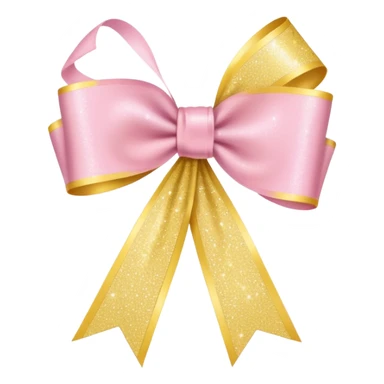 Create an emoji with light yellow glitter around a light pink ribbon in the iPhone emoji style. sticker