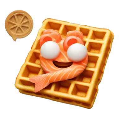 Waffles with salmon sticker