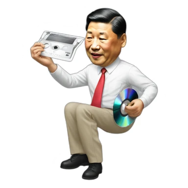Xi Jinping catching a cd sticker