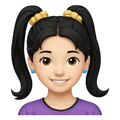 Teen girl with scrunchie ponytail black hair sticker