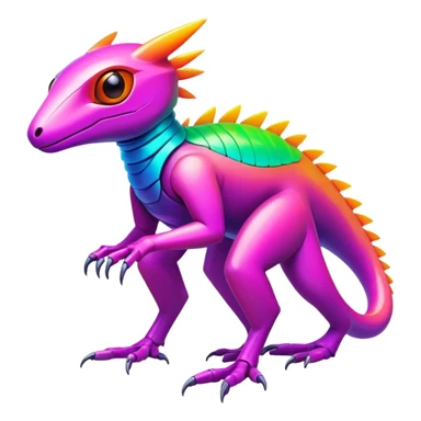 Tropical futuristic lush warm-colored modern neon-colored cyber-Fakémon-Trico-creature sticker