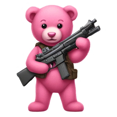 Pink teddy bear holding gun sticker