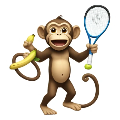 monkey playing tennis bananas sticker