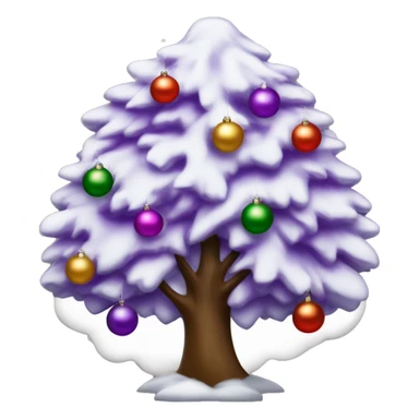 crea un árbol de navidad blanco con adornos morados y plateados sticker