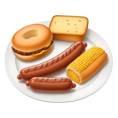 Plate of beef hot links and cornbread  sticker