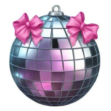 Disco ball with a pink bow sticker
