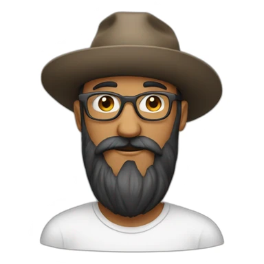 harvest long black beard no hair glasses with hat sticker