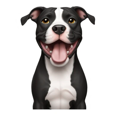 happy pitbull black with white chest sticker