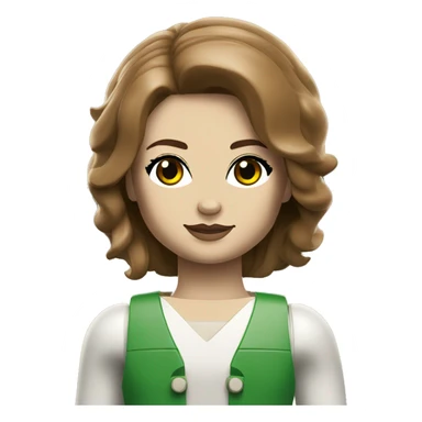 Lego Girl white skin brown hair flip hairstyle green eyes sticker