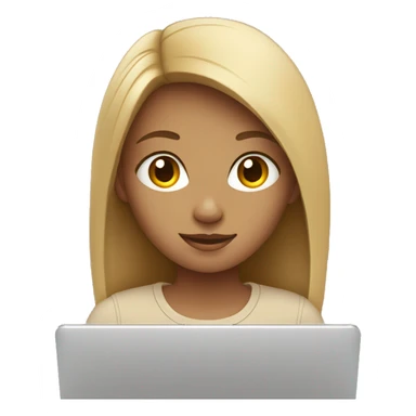 girl profile with laptop wearing beige shirt sticker