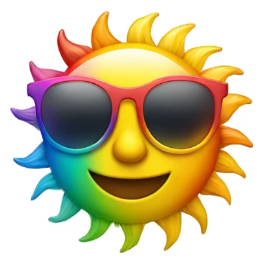 smiling sun wearing rainbow sunglasses sticker