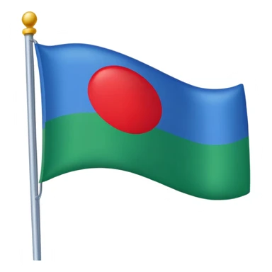 Un drapeau avec du bleu en haud du vers en bas et un cercle rouge aj milieux sticker