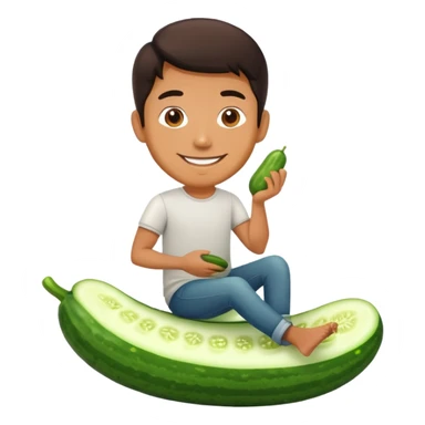 man sitting on cucumber sticker
