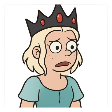 flat toon style black crown with red gems sticker