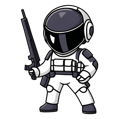 Anime PUBG character with gun and level 3 helmet sticker