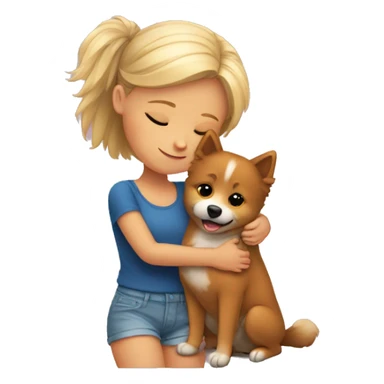 Girl hugs little spitz sticker