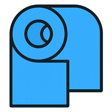 blue roll of paper, simple, iconic, on white background sticker