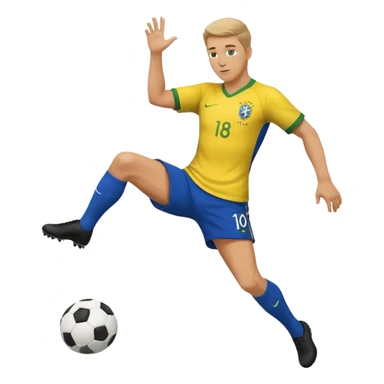 A white guy kicking a soccer ball with a brazil fc shirt on sticker