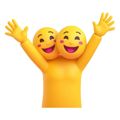 yellow emoji style ,  hands clapping, joyful celebration, focus on hands, motion blur, bright background sticker
