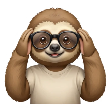 a sloth in a t-shirt that says “sonya” and with round thick glasses sticker