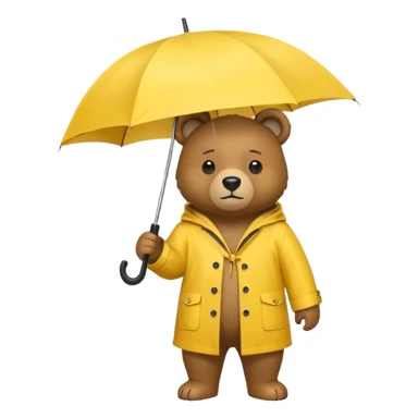 Bear with umbrella, wearing rain coat sticker