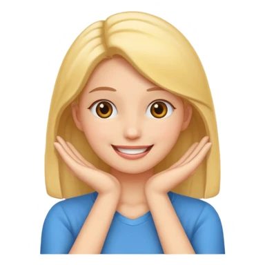 femenine smiling face posing with hands under chin sticker