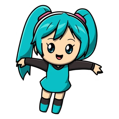 Hatsune Miku surprised reaction with shocked expression sticker