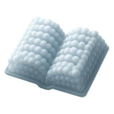 thick open book made entirely of small, very bright white fluffy convex clouds, matte glass style sticker