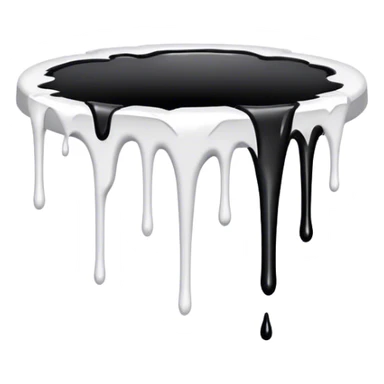 a black cartoon styled hole dripping white paint  sticker