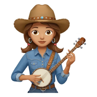banjo-playing woman cowboy sticker