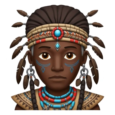 man,  tribal shaman cloth, half face robot sticker