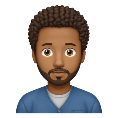 Black male, short curly hair, goatee beard, casual style sticker