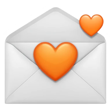 white envelop with small orange heart in the middle sticker