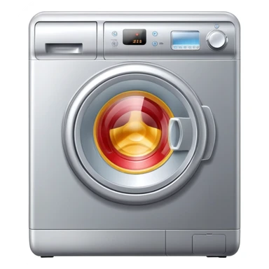 metallic silver washing machine with detergent sticker