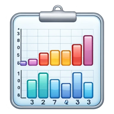 ios style emoji for report sheet consisting graph/ charts with sparkle around the report sticker