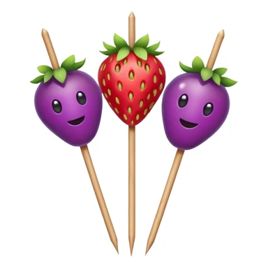 Strawberry and grape on a skewer in the pattern of singular strawberry singular grape singular strawberry singular grape sticker