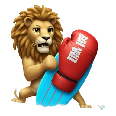 Lion with boxing gloves on a surf sticker