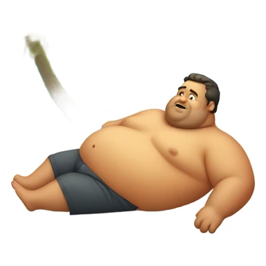 Fat man on beach on his stomach sticker
