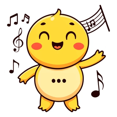 Momo Momone singing with musical notes sticker
