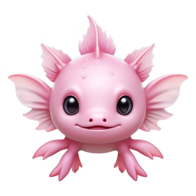 Cinematic Cute Axolotl Portrait Emoji, Head tilted playfully and inquisitively, featuring smooth, pale pink skin with delicate feathery gills and round, sparkling dark eyes filled with curiosity, Simplified yet irresistibly adorable features, highly detailed, glowing with a warm, magical glow, high shine, affectionate and quirky, stylized with a touch of whimsy, bright and endearing, soft glowing outline, capturing the essence of a mischievous yet charming aquatic friend, so playful it feels like it could swim out of the screen and into your heart! sticker